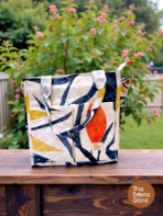 Ivory Canvas Abstract Tote Cum Crossbody Bag