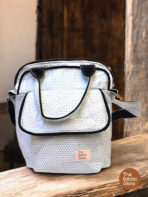 Light Blue Quilted crossbody Bag with Magnetic Flap Pocket