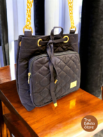 Small Handbag for Daily Use | Classic Navy Blue Quilted Bucket Bag