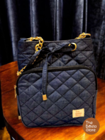 Crossbody Bag for Women | Midnight Denim Blue Quilted Bucket Bag
