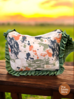 Casual Shoulder Bag for Women | Olive Abstract Quilted Ruffle Bag