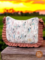 Everyday Shoulder Bag for Women | Blush Abstract Quilted Ruffle Bag