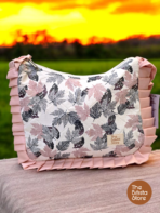 Cute Shoulder Bag for Women | Blush Leaf Print Quilted Ruffle Bag