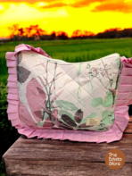 Quilted Shoulder Bag for Women | Pastel Garden Print Ruffle Bag