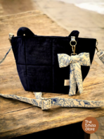 Deep Navy Handmade Quilted Mini Tote Crossbody Bag