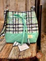 Mint Check Handmade Quilted Crossbody Bag