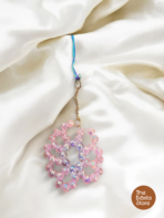 Pink Beaded Flower Phone Charm