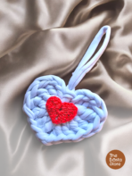 White Crochet Heart Bag Charm