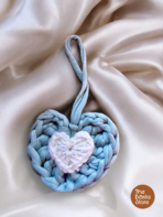 Blue Crochet Heart Bag Charm