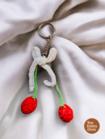 Crochet Cherry Keychain Charm