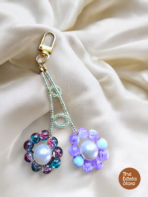 Dual Floral Beaded Bag Charm