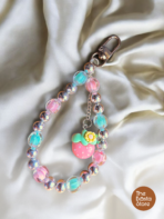 Pink Strawberry Beaded Bag Charm