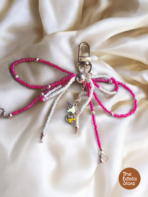 Pink Bow Beaded Bag Charm