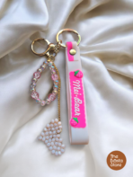 Beaded Heart Strap Keychain Charm