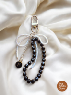 Black & White Bow Beaded Bag Charm