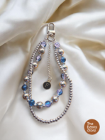 Silver Blue Double Strand Beaded Bag Charm