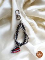 Black Beaded Character Bag Charm