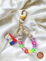Dual Strand Beaded Bow Charm – Handmade Statement Bag Accessory