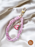 Pink Crystal Heart Bag Charm – Handmade Cute Aesthetic Keychain