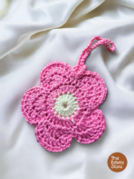 Crochet Pink Flower Charm – Handmade Soft Aesthetic Bag Charm