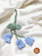 Crochet Lavender Bluebell Flower Bag Charm – Handmade Soft Aesthetic Floral Charm
