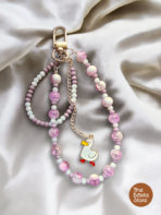Pink Goose Beaded Bag Charm – Cute Handmade Pastel Keychain