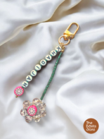 Custom Name Beaded Bag Charm – Personalized Fruit Theme Keychain