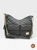 Quilted Multi Pocket Shoulder Bag for Women – Black