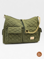 Quilted Multi Pocket Shoulder Bag for Women – Olive green