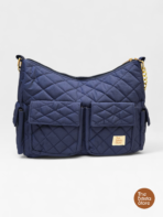 Quilted Multi Pocket Shoulder Bag for Women – Navy Blue