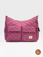 Quilted Multi Pocket Shoulder Bag for Women – Berry Pink