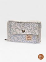 The Pocket Vault – Compact Quilted Zip Wallet | Powder Blue Paisley