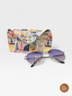 Wander Postcard Quilted Sunglasses Case (Travel Print)