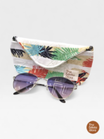 Tropical Breeze Quilted Sunglasses Case (Multicolor Leaf Print)