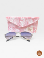 Blush Palm Quilted Sunglasses Case (Pink Tropical Print)