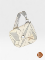 Ivory Line Mini Bag Charm Pouch (White Abstract Minimal)
