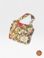 Vintage Earth Floral Mini Quilted Bag Charm Pouch (Brown Base)