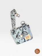 Midnight Floral Mini Quilted Bag Charm Pouch (Blue Base)