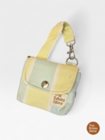 Pastel Stripe Mini Quilted Bag Charm Pouch (Blue & Yellow)