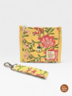 Mustard Yellow Floral Handmade Quilted Wrist Wallet