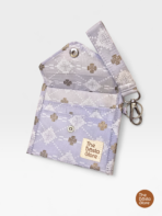 Light Blue Floral Handmade Quilted Wrist Wallet (Purple Floral Print)