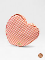 Handmade Pink Check Heart Shaped Quilted Utility Pouch – Large Size Aesthetic Organizer