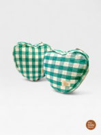 Handmade Green Check Heart Shaped Quilted Utility Pouch – Minimal Everyday Organizer