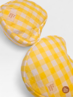 Handmade Yellow Check Heart Shaped Quilted Utility Pouch – Bright Aesthetic Organizer