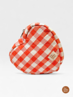 Handmade Orange Check Heart Shaped Quilted Utility Pouch – Aesthetic Zipper Organizer