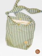 Handmade Green Stripe Adjustable Knot Tote Bag – Lightweight Minimal Sling Tote