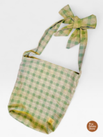 Handmade Green Check Adjustable Knot Tote Bag – Minimal Everyday Carry Tote