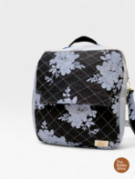Black Floral Quilted Convertible Sling Backpack – 2-in-1 Compact Everyday Bag for Women