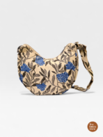 Blue Botanical Quilted Sling Bag – Handmade Printed Crossbody Bag