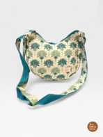 Teal Lotus Quilted Sling Bag – Handmade Floral Crossbody Bag for Women